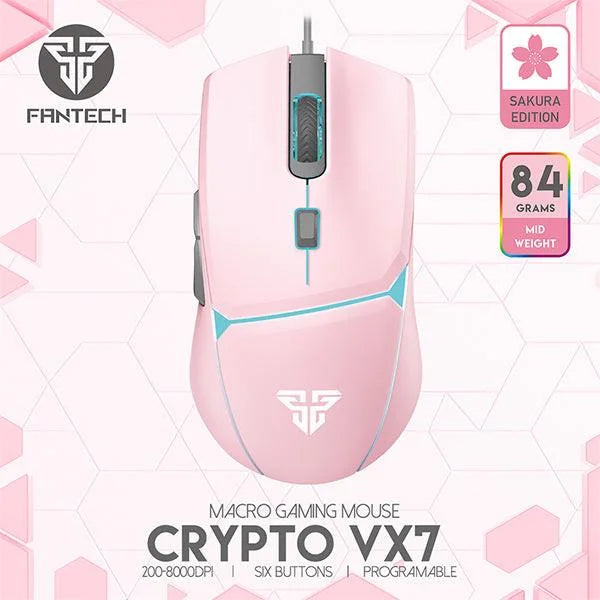 Fantech vx7 crypto gaming mouse - sakura edition - mouse’s
