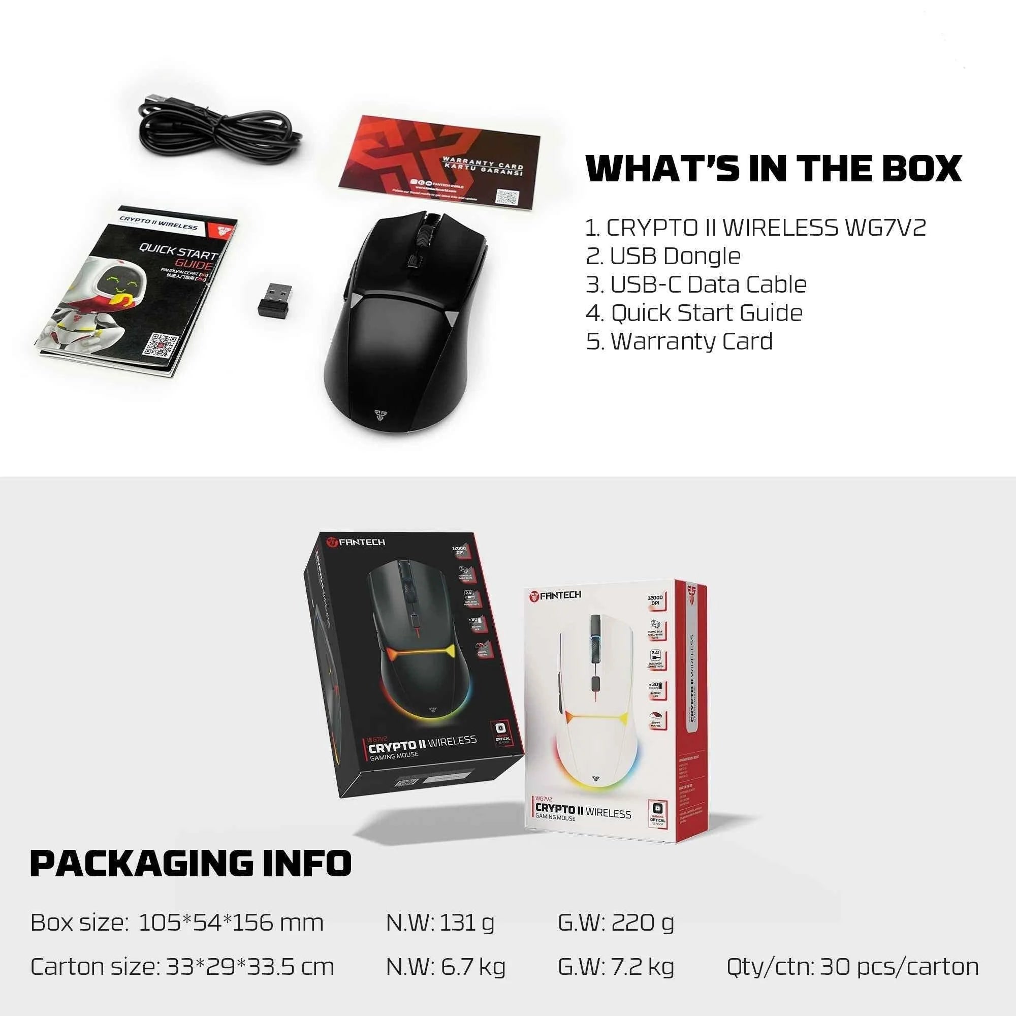 Fantech wg7v2 crypto ii wireless gaming mouse black - mouse