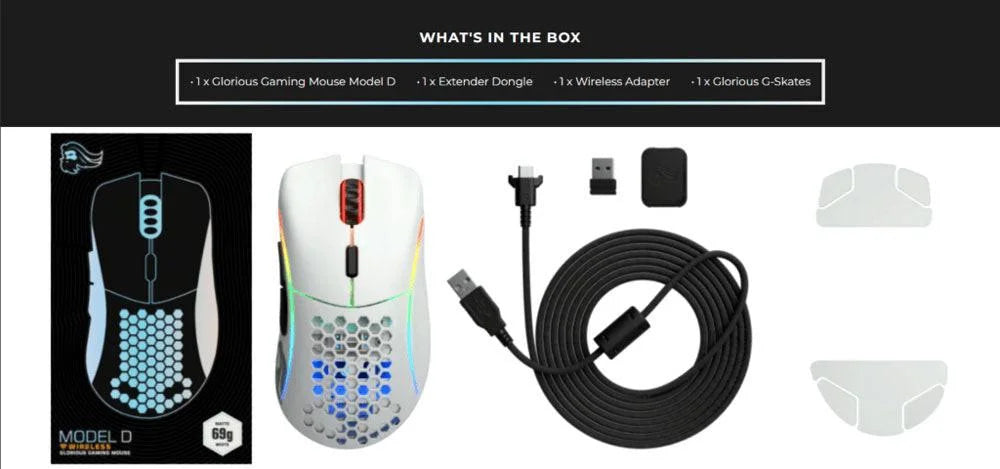 Glorious model d wireless gaming mouse - matte white - mouse’s