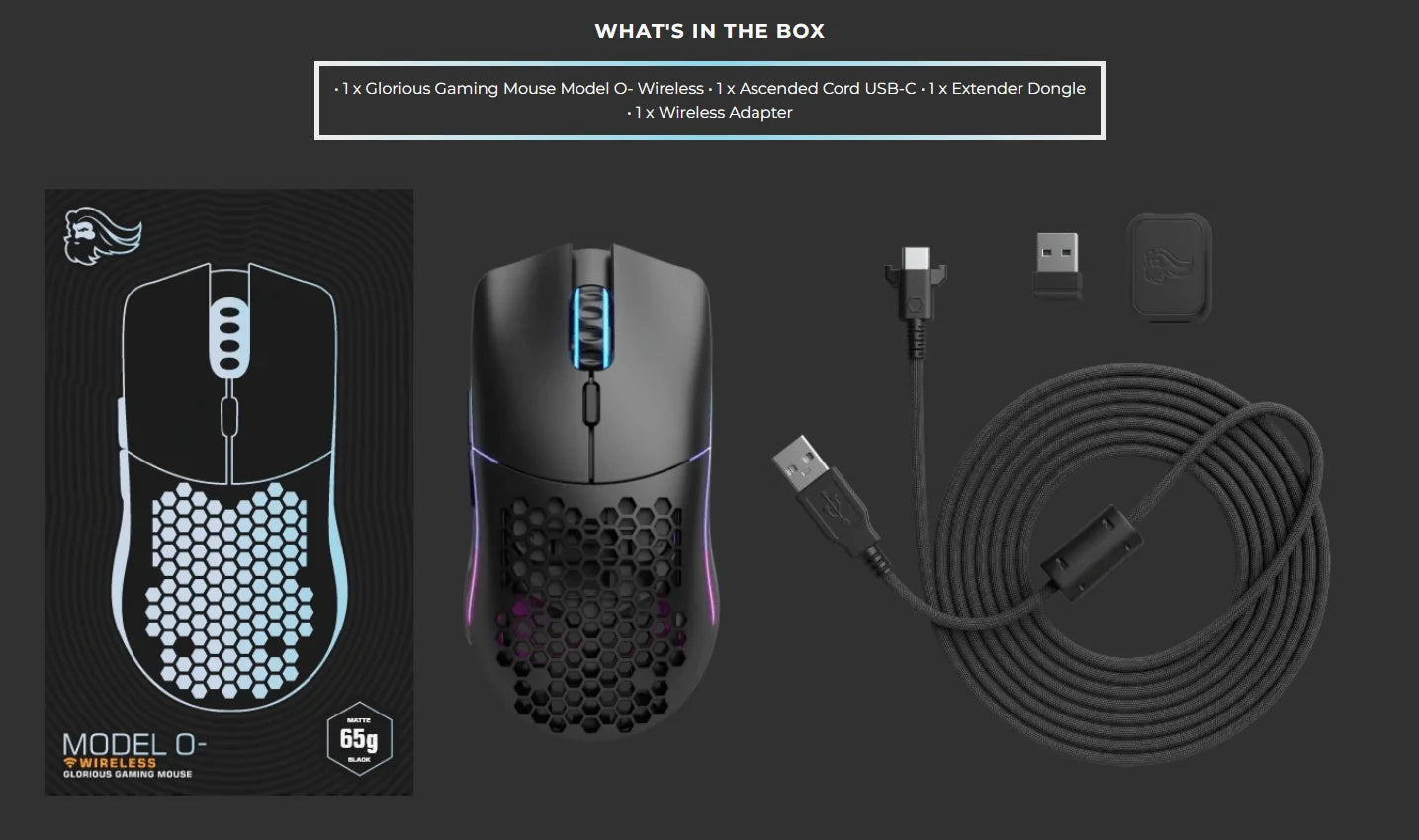 Glorious model o minus wireless gaming mouse - matte black - mouse’s