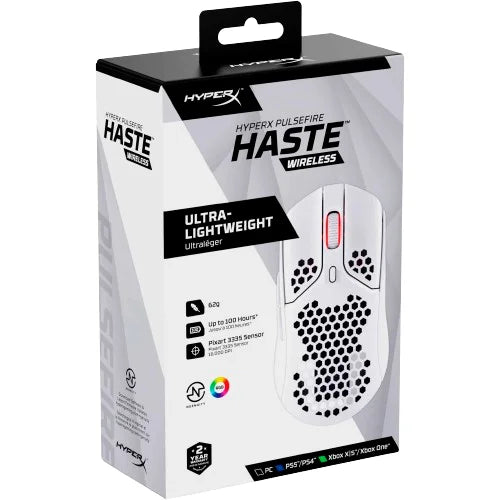 Hyperx pulsefire haste ultra lightweight wireless - white - mouse’s