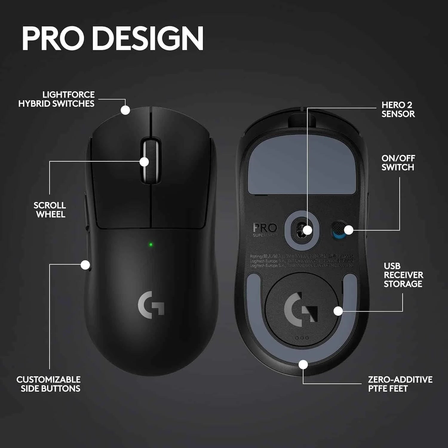 Logitech g pro x superlight 2 mouse - lightspeed wireless gaming mouse with 8k polling rate - mouse