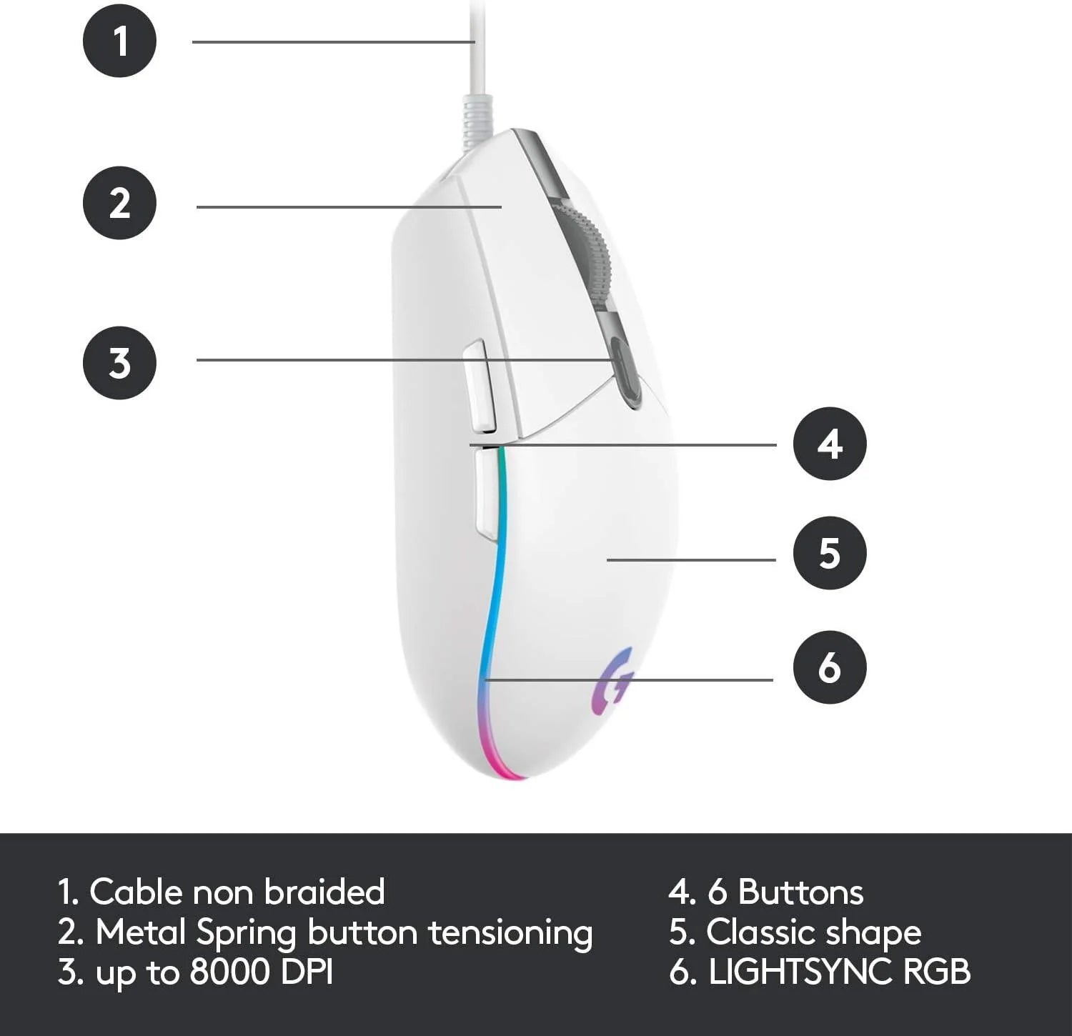 Logitech g102 gaming mouse with customizable rgb lighting and 6 programmable buttons - mouse