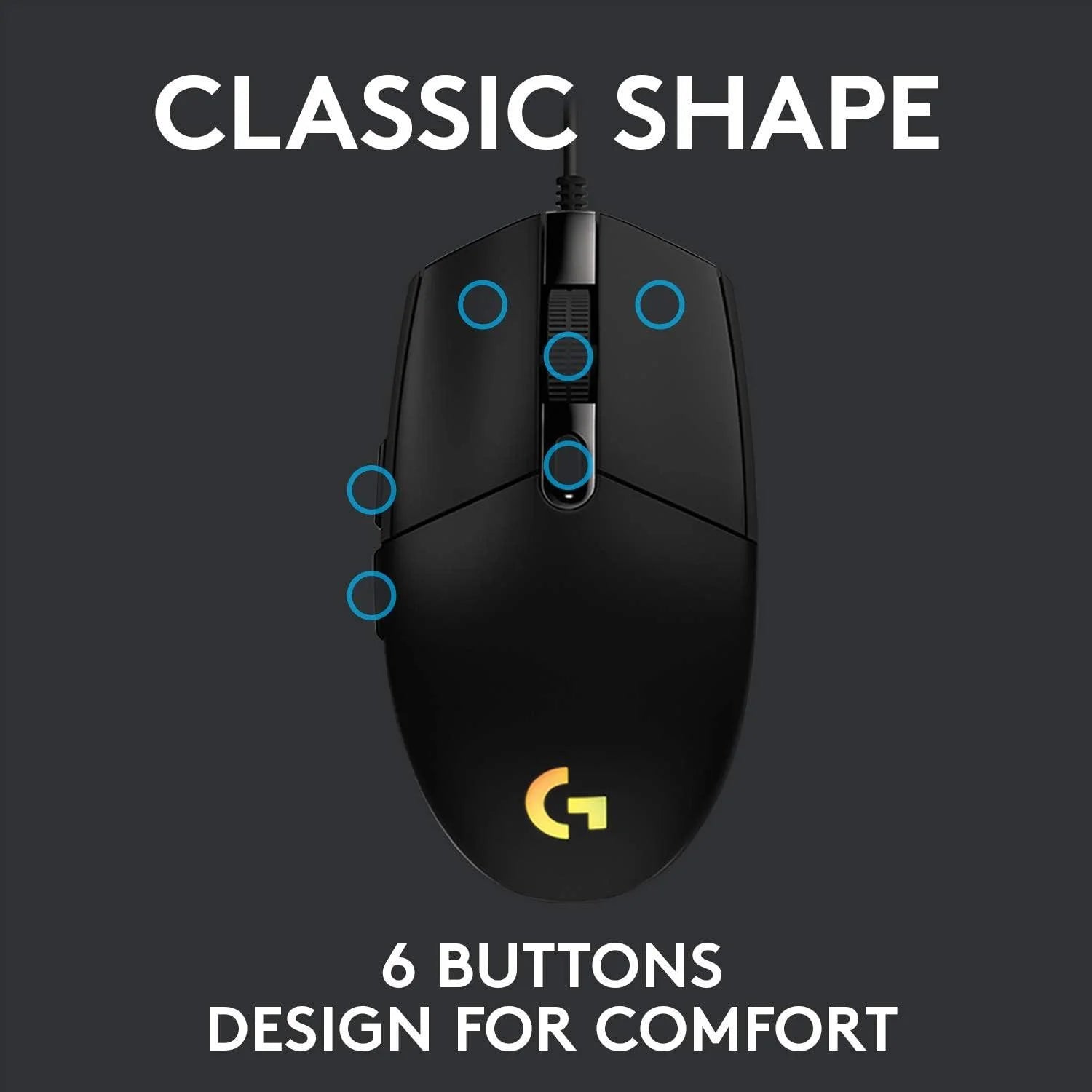 Logitech g102 gaming mouse - light sync wired with customizable rgb lighting 6 buttons - mouse