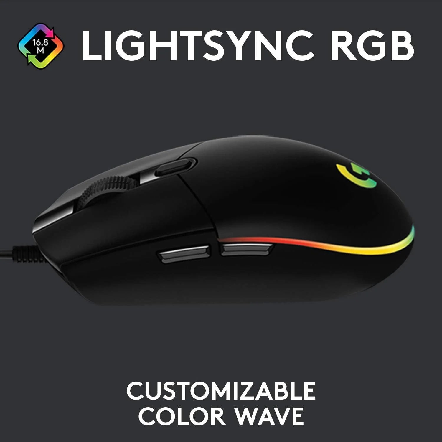 Logitech g102 gaming mouse - light sync wired with customizable rgb lighting 6 buttons - mouse