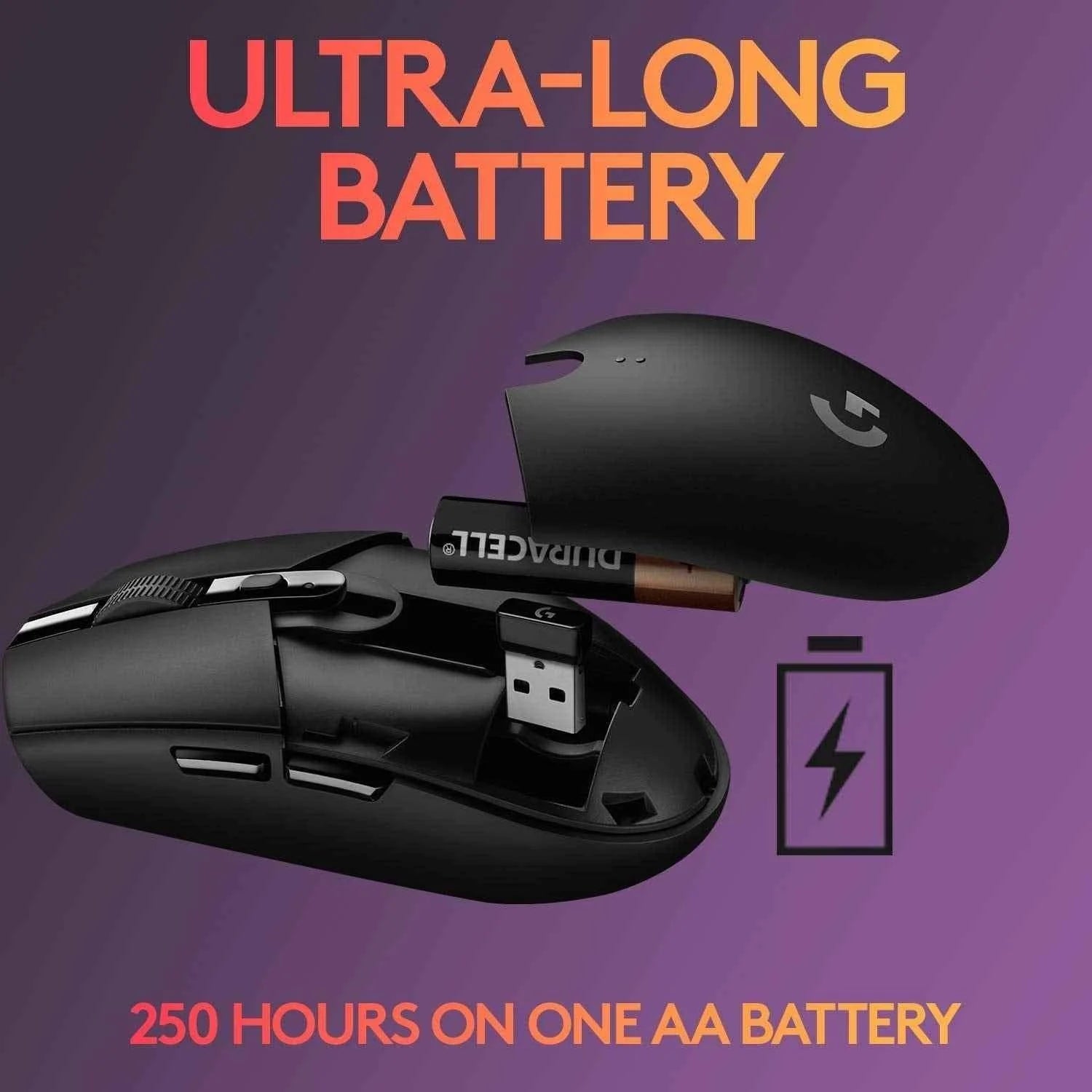 Logitech g304 wireless gaming mouse - hero sensor 12,000 dpi lightspeed wireless technology - mouse