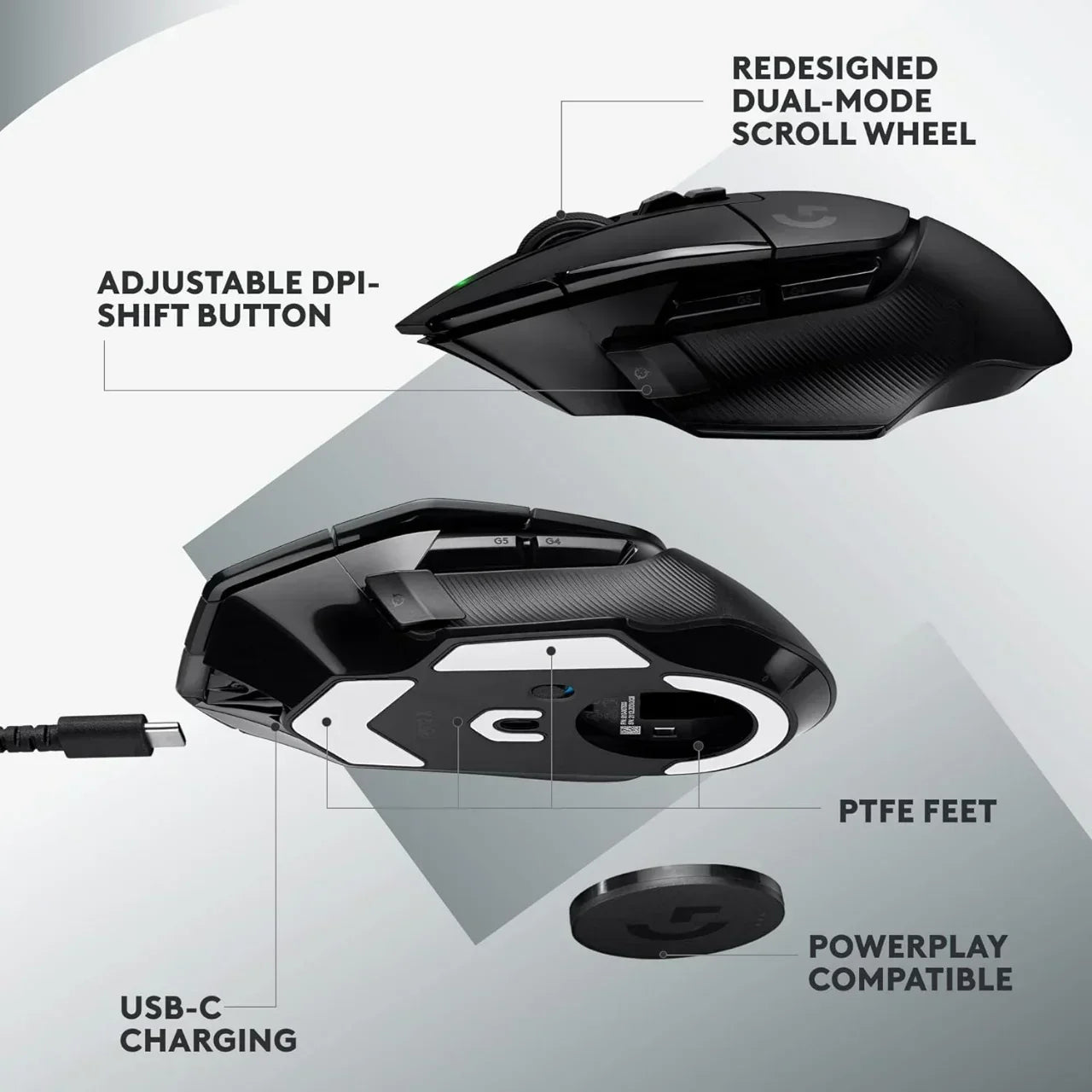 Logitech g502 x lightspeed wireless w/ lightforce - white - mouse’s