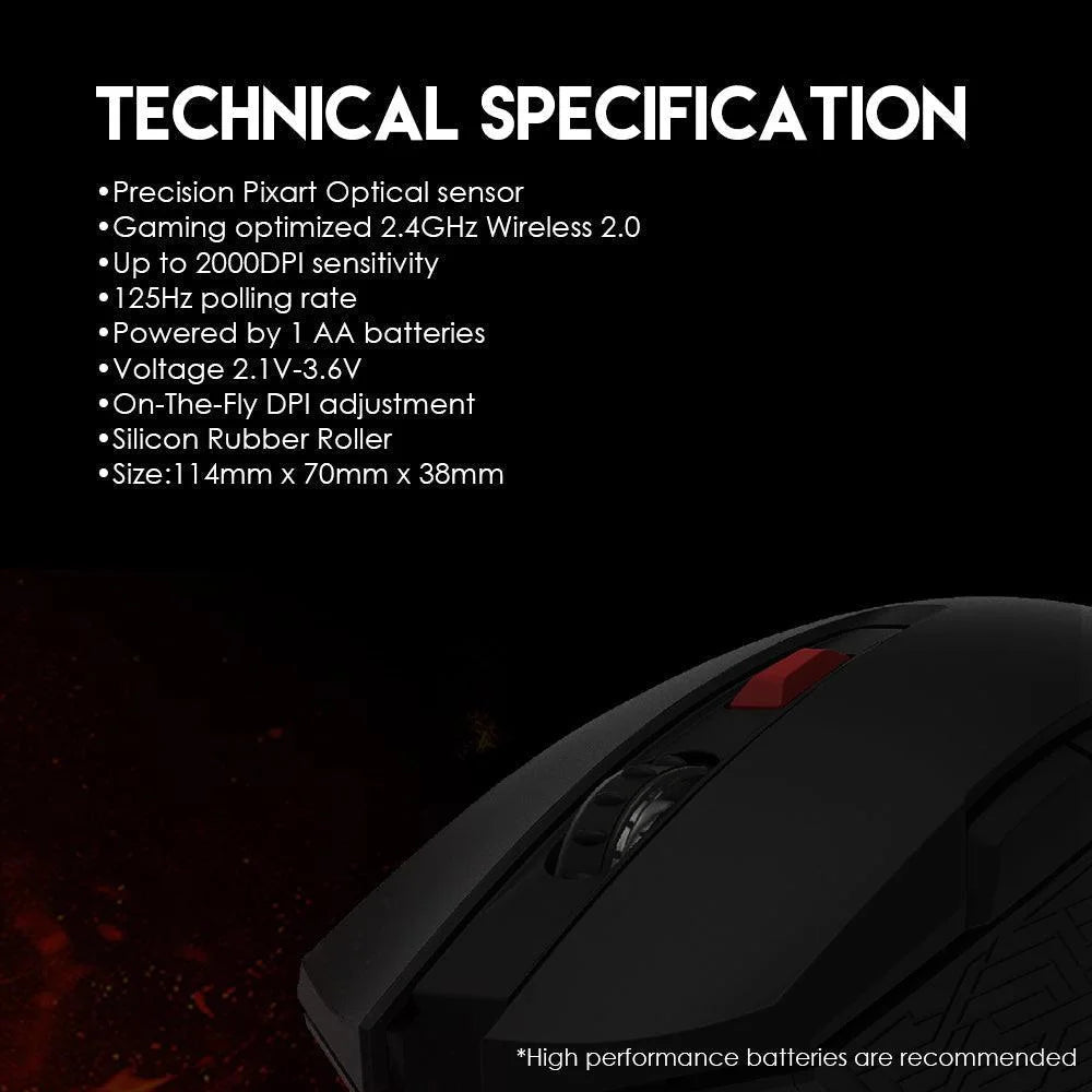 Raigor ii wg10 wireless 2.4ghz pro-gaming mouse - mouse