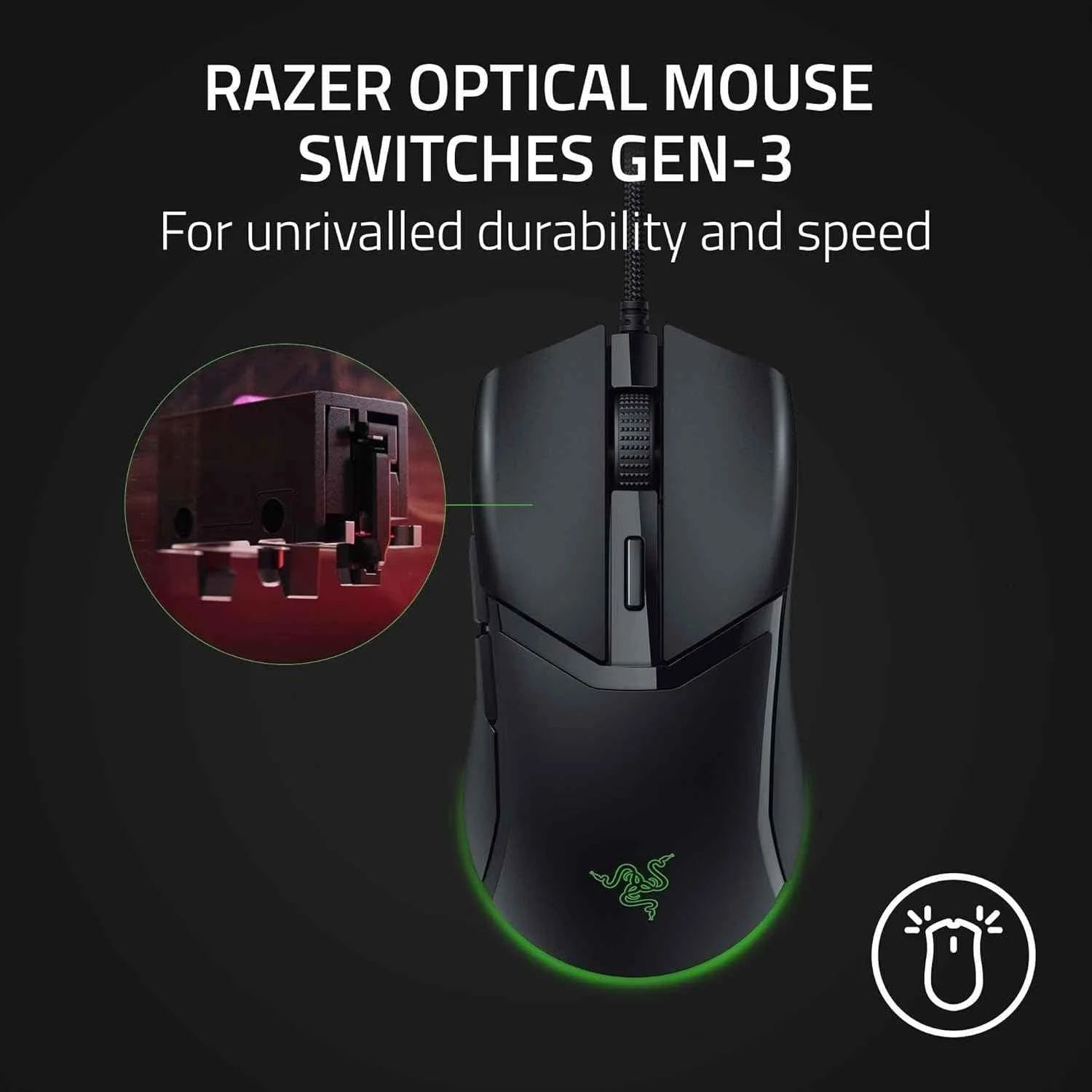 Razer cobra gaming mouse: 58g gen-3 optical switches chroma rgb lighting, - mouse