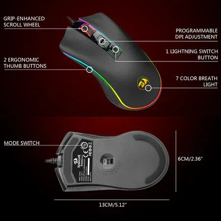 Redragon cobra m711-fps flawless sensor lk optical switch 24000dpi - mouse’s