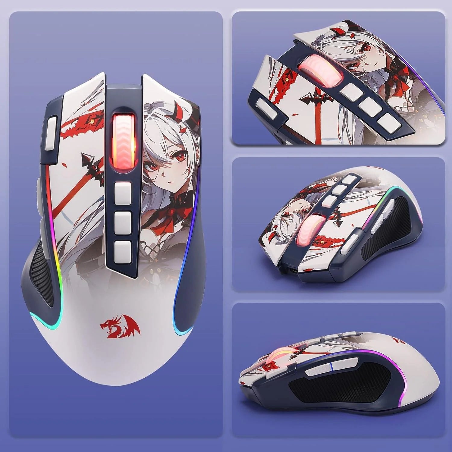 Redragon m612ak pro rgb anime gaming mouse 8000 dpi wired/wireless - mouse