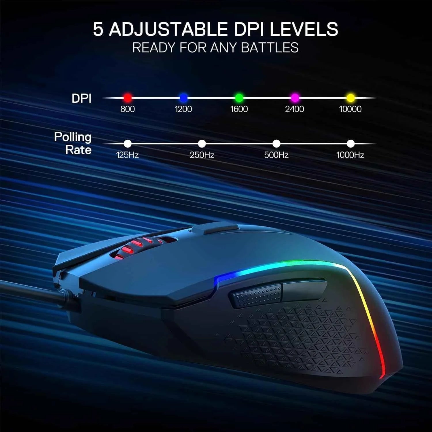 Redragon m616 rgb gaming mouse 10000 dpi wired optical mouse with 6 - mouse