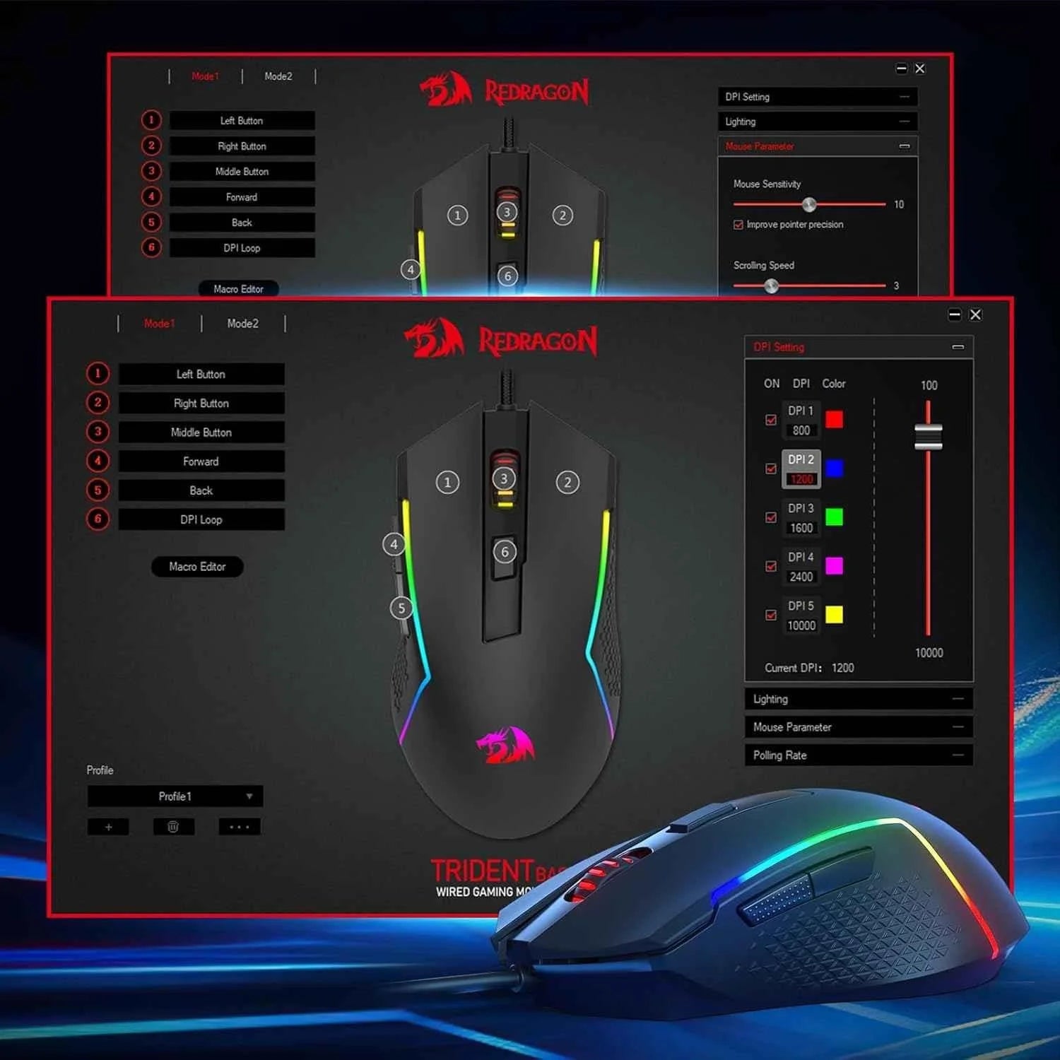 Redragon m616 rgb gaming mouse 10000 dpi wired optical mouse with 6 - mouse