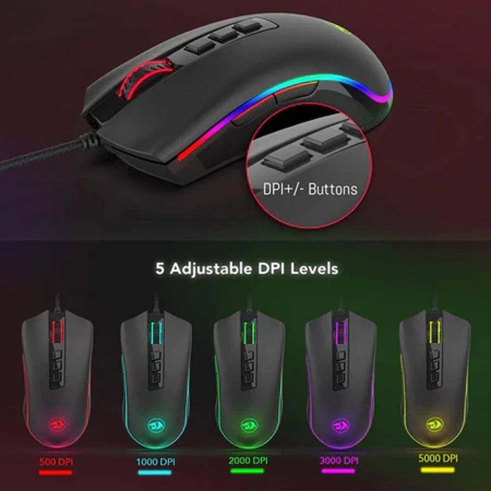 Redragon m711 cobra mouse - high precision rgb wired gaming mouse for optimal performance - mouse