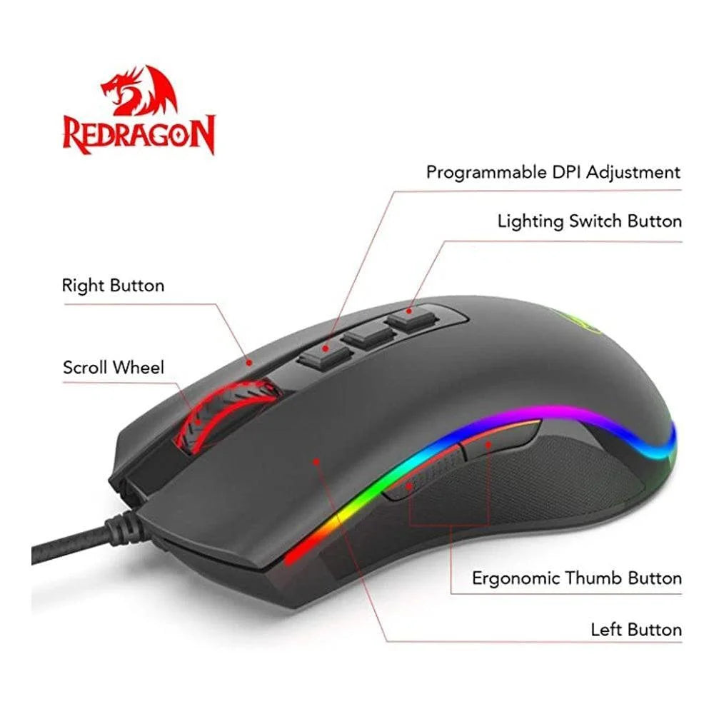 Redragon m711 cobra mouse - high precision rgb wired gaming mouse for optimal performance - mouse