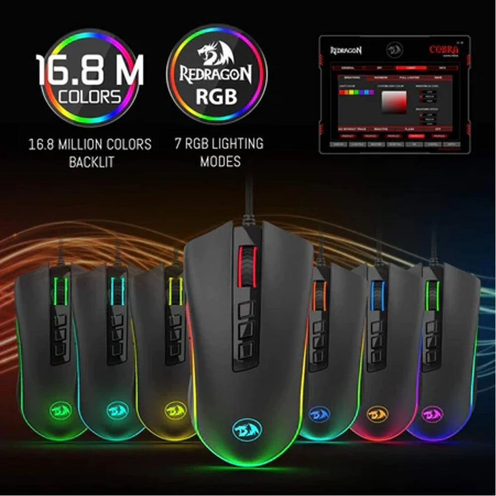 Redragon m711 cobra mouse - high precision rgb wired gaming mouse for optimal performance - mouse