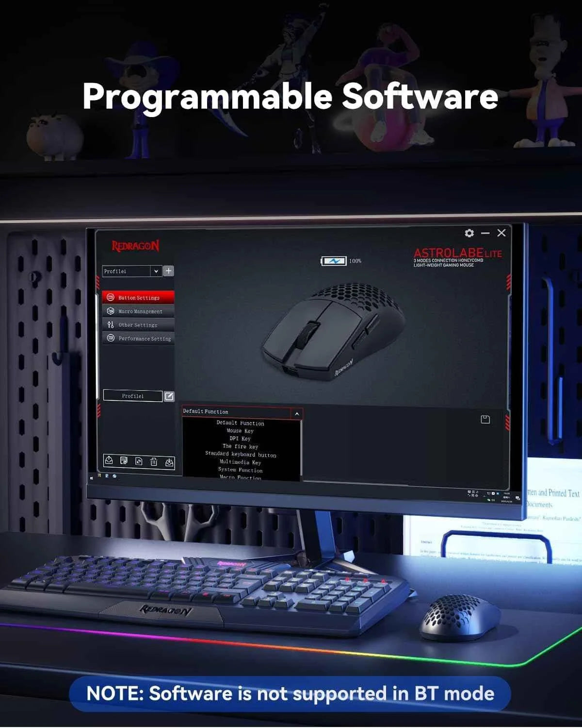 Redragon m725 wireless gaming mouse - ultra lightweight 49g honeycomb shell design - mouse