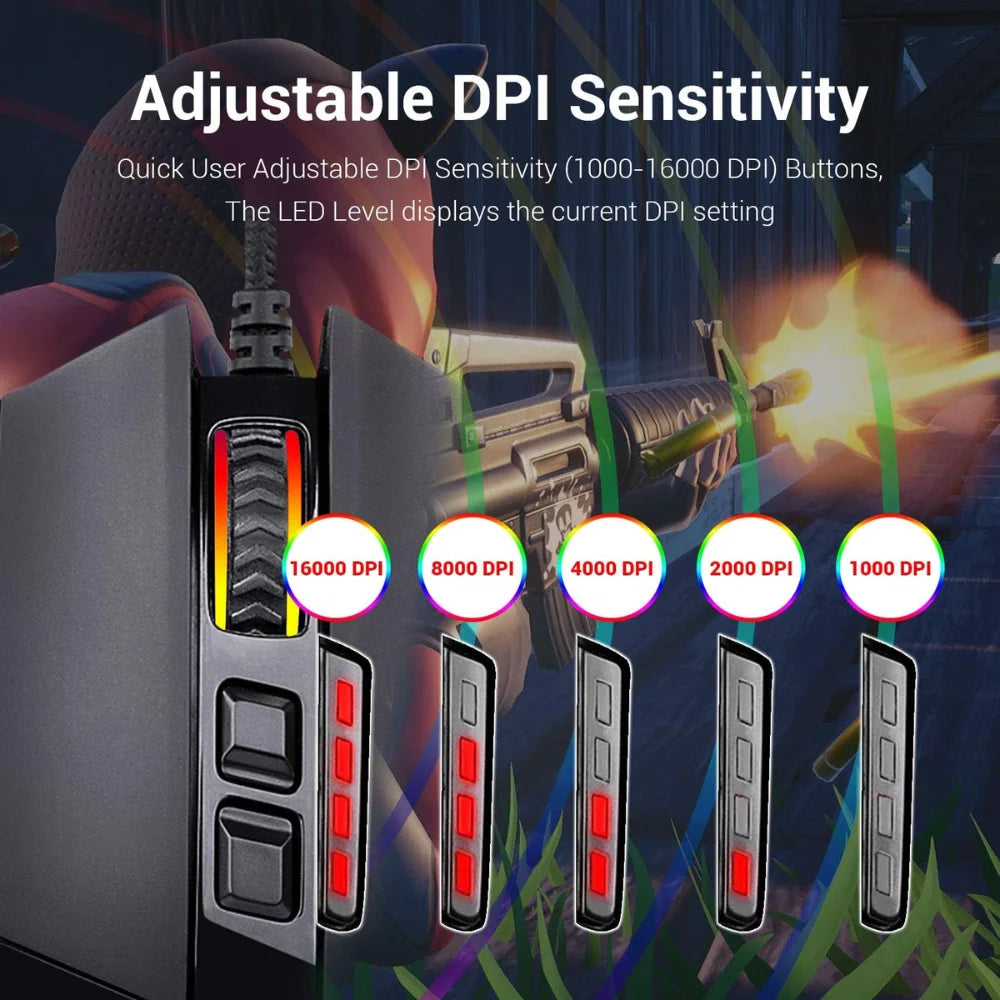 Redragon m801 gaming mouse - led rgb precision and performance - mouse