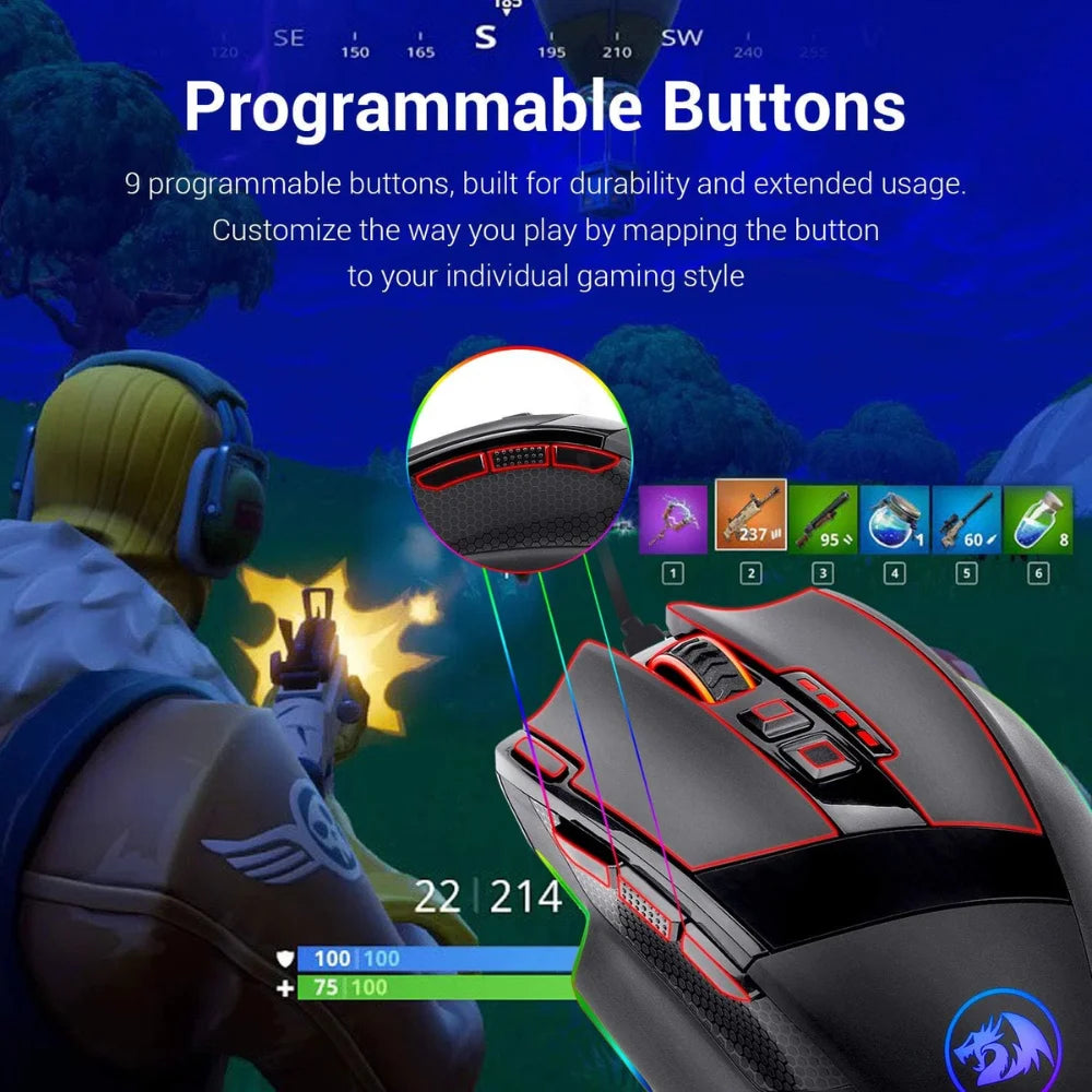Redragon m801 gaming mouse - led rgb precision and performance - mouse