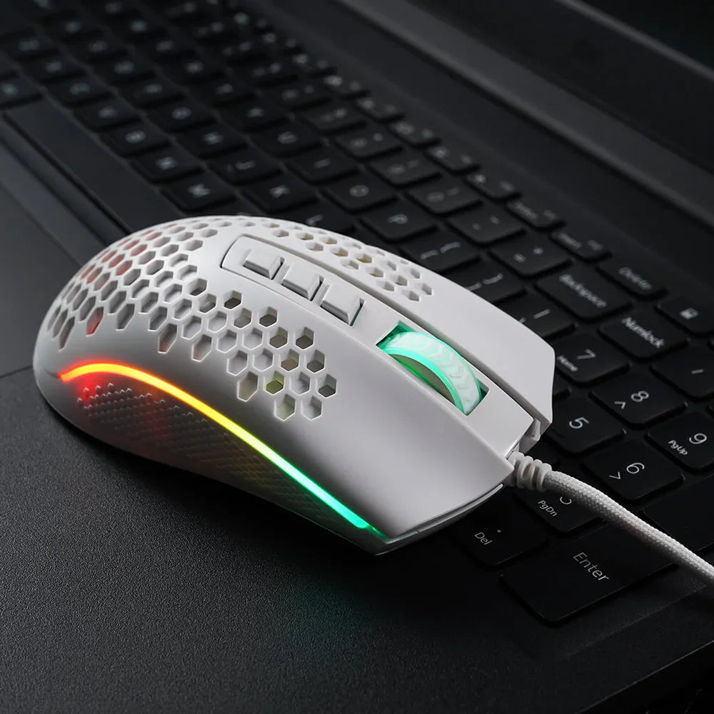 Redragon m808 storm white gaming mouse - lightweight rgb design with high precision performance - mouse