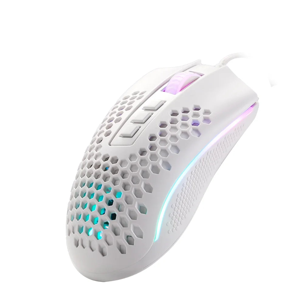 Redragon m808 storm white gaming mouse - lightweight rgb design with high precision performance - mouse