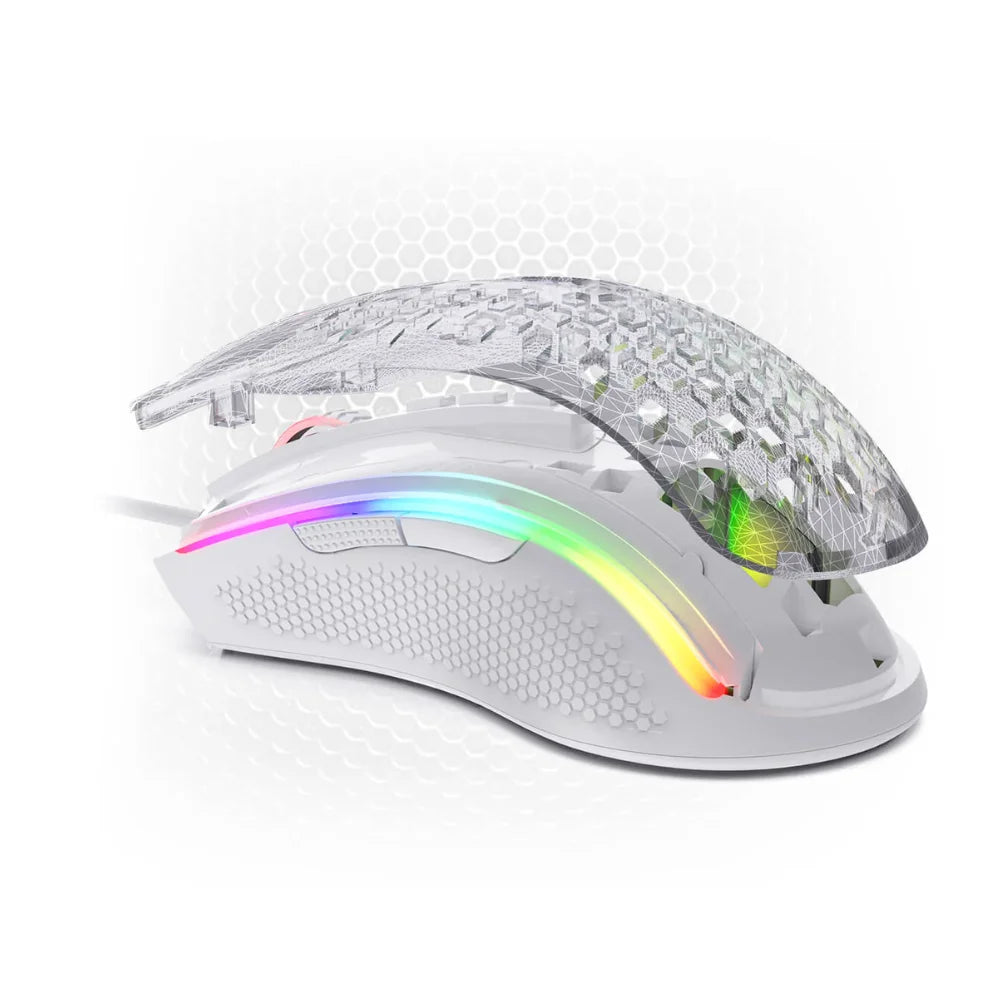 Redragon m808 storm white gaming mouse - lightweight rgb design with high precision performance - mouse