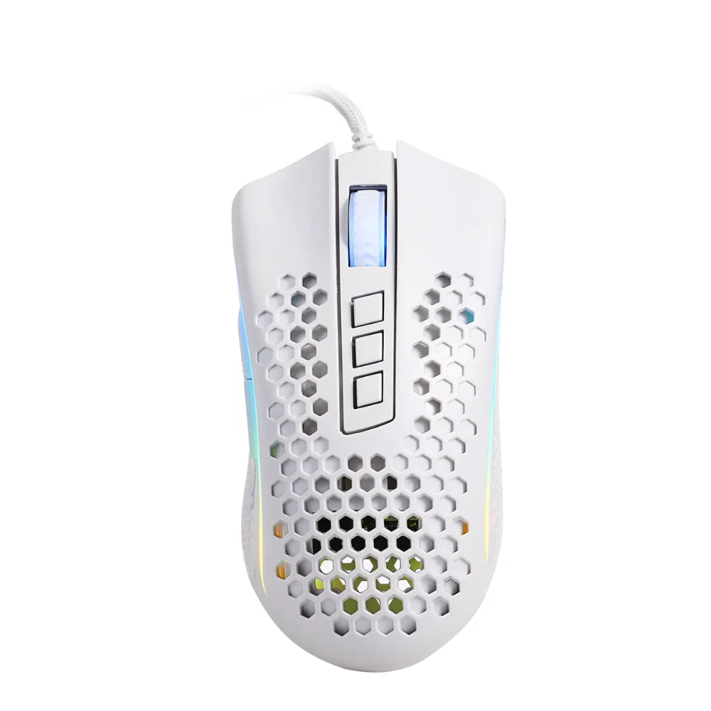 Redragon m808 storm white gaming mouse - lightweight rgb design with high precision performance - mouse