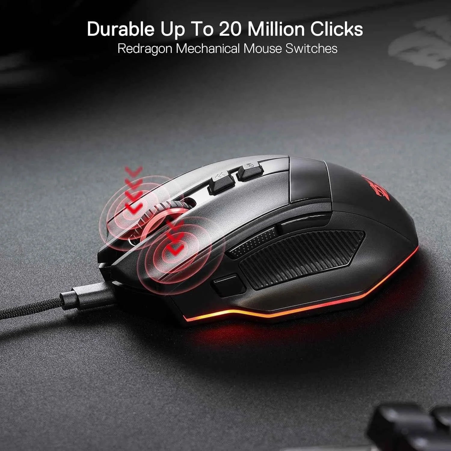 Redragon m813 rgb gaming mouse - ergonomic wired design with 4d dual mode scroll wheel - mouse