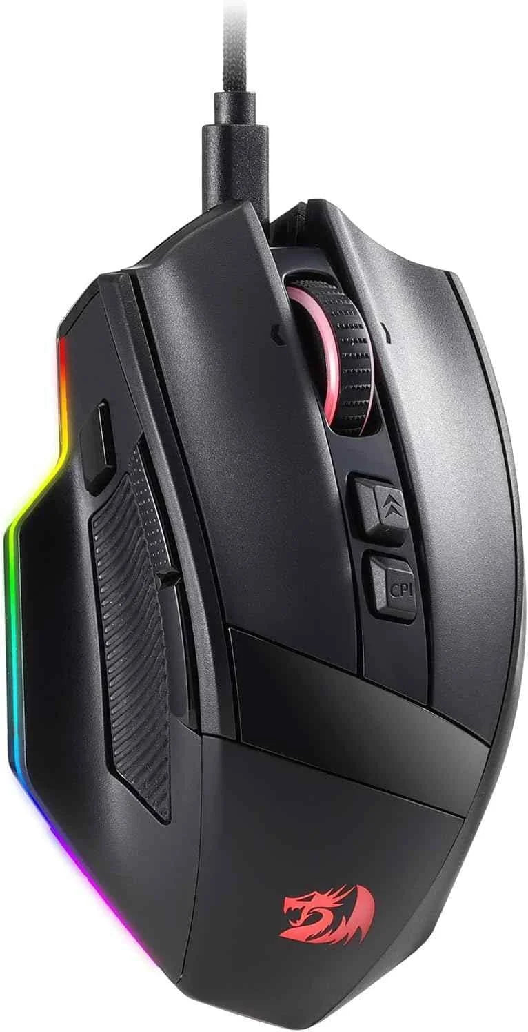 Redragon m813 rgb gaming mouse - ergonomic wired design with 4d dual mode scroll wheel - mouse