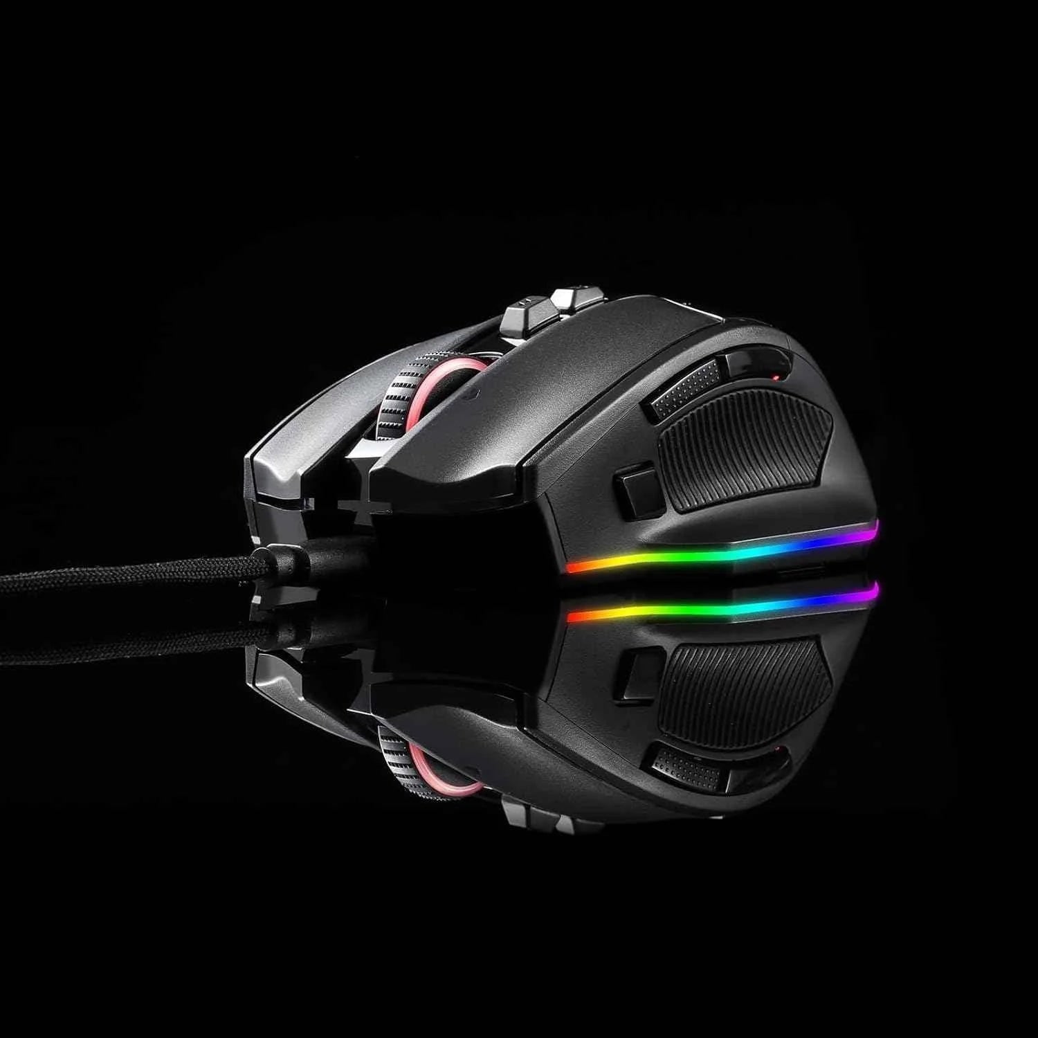 Redragon m813 rgb gaming mouse - ergonomic wired design with 4d dual mode scroll wheel - mouse