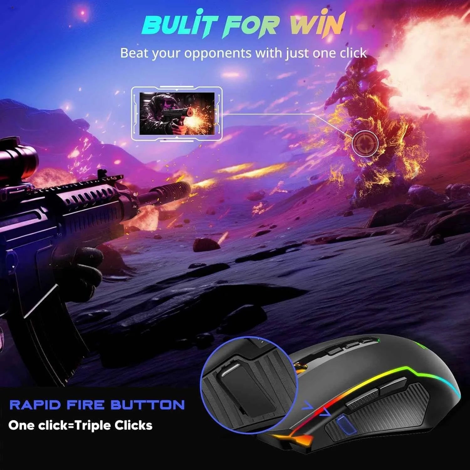 Redragon m910 pro gaming mouse wireless mouse gaming with 8000 dpi pc gaming - mouse