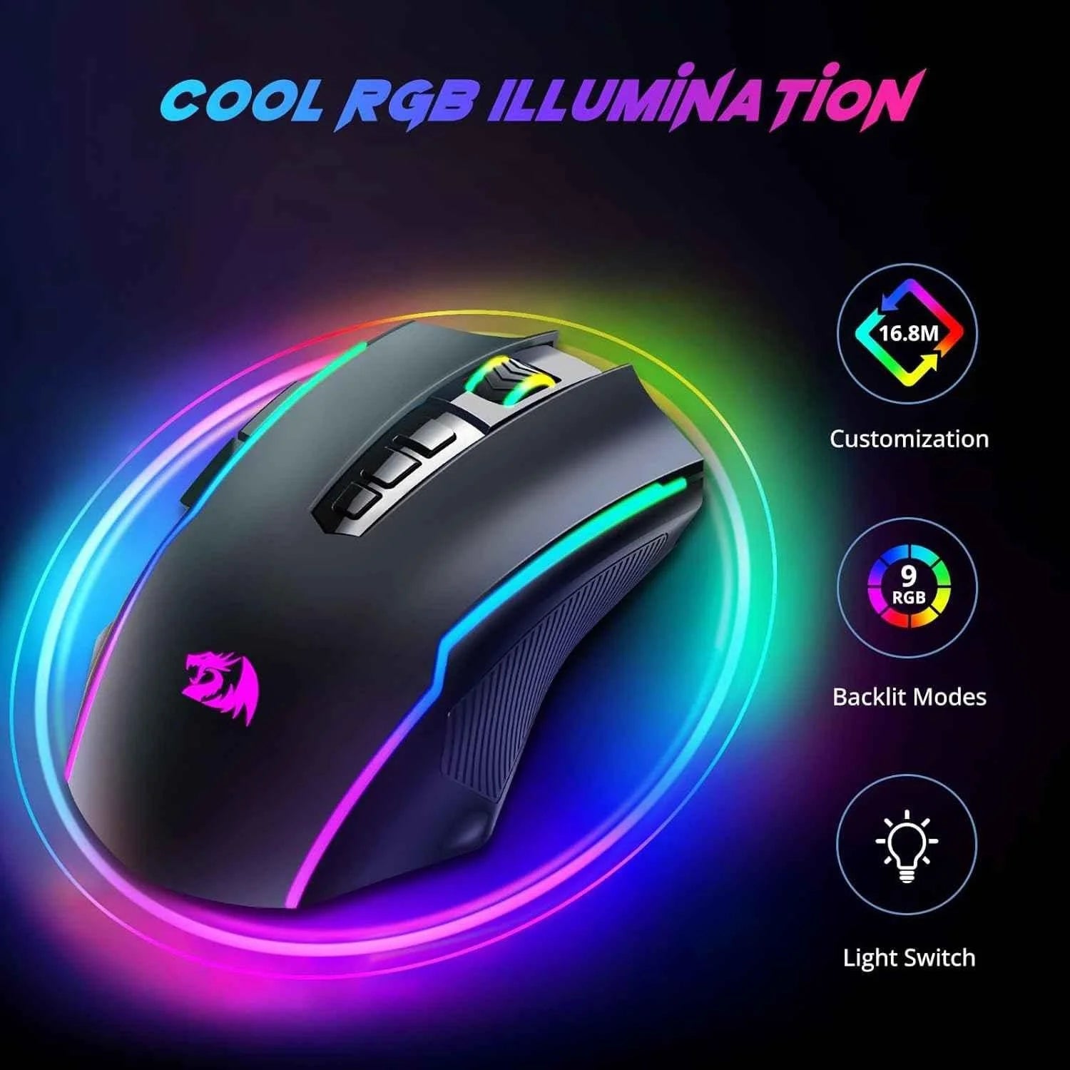 Redragon m910 pro gaming mouse wireless mouse gaming with 8000 dpi pc gaming - mouse
