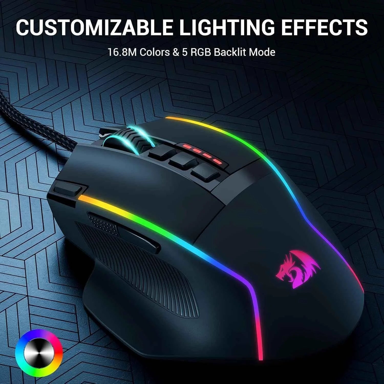 Redragon m915 gaming mouse wired gaming mouse 26,000 dpi opitacl sensor, - mouse