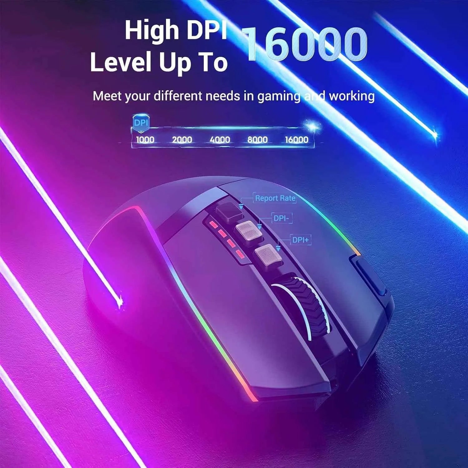 Redragon m915wl gaming mouse - wireless ergonomic 16000 dpi with rapid response - mouse
