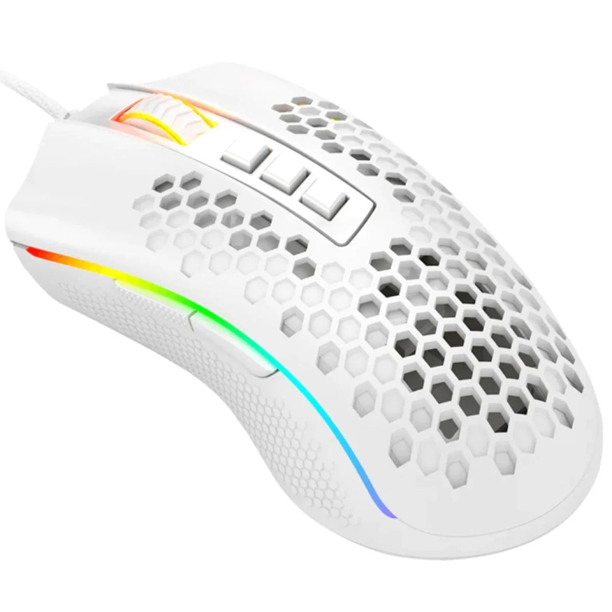 Redragon m988 storm elite wired rgb 8 programmable buttons 16,000 dpi honeycomb design - white - mouse’s