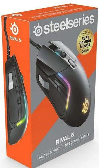 Steelseries rival 5 prismsync rgb lighting 9 buttons 18,000 cpi truemove air optical sensor - black - mouse’s
