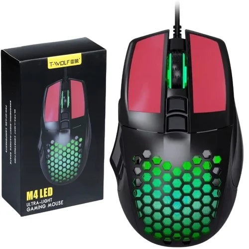 T-wolf m4 led ultra-light gaming mouse 3200 dpi - pc hardware