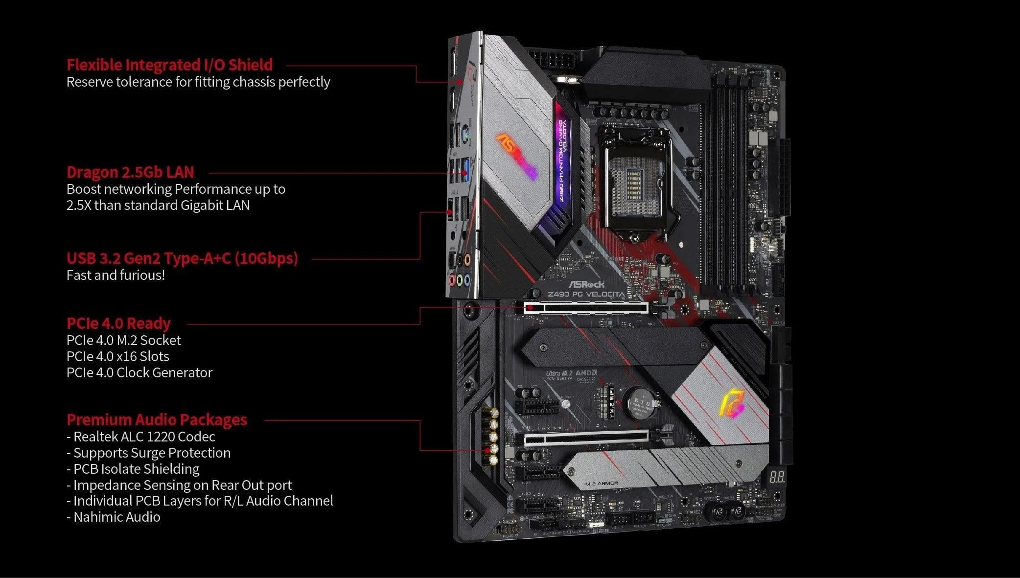 Asrock phantom gaming z490 pg velocita intel motherboard - pc hardware