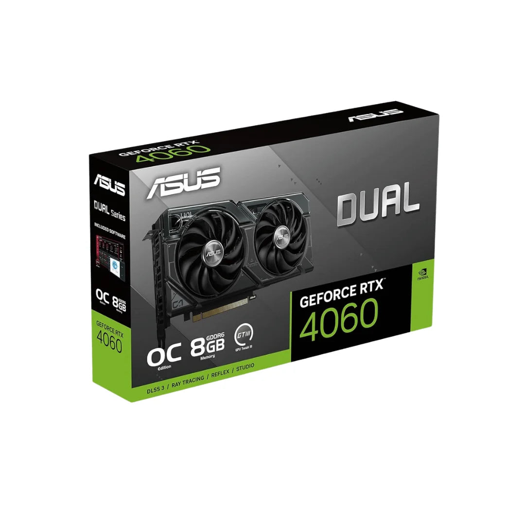 Asus geforce rtx 4060 graphics card - dual oc edition 8gb gddr6 with dlss 3 and pcie 4.0 - coolers & power supply