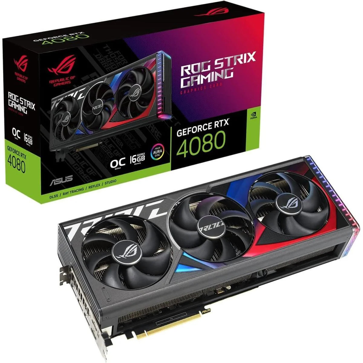 Asus rog strix geforce rtx 4080 oc edition gaming graphics card 16gb gddr6x - pc hardware