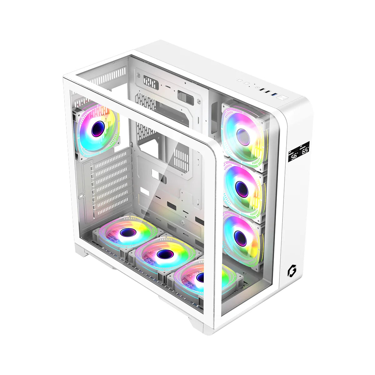 Gameon infinity artic series argb mid tower gaming case - white