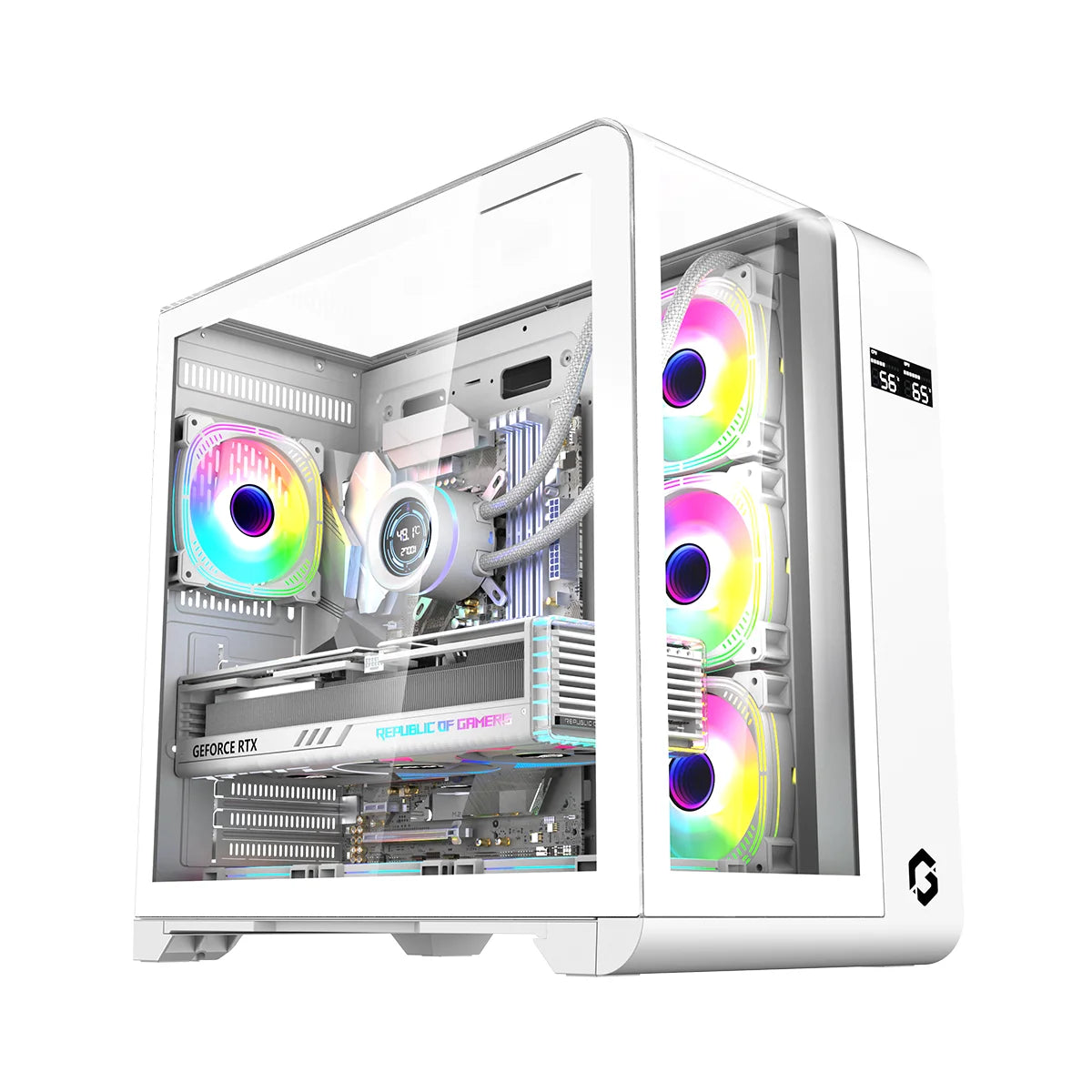 Gameon infinity artic series argb mid tower gaming case - white