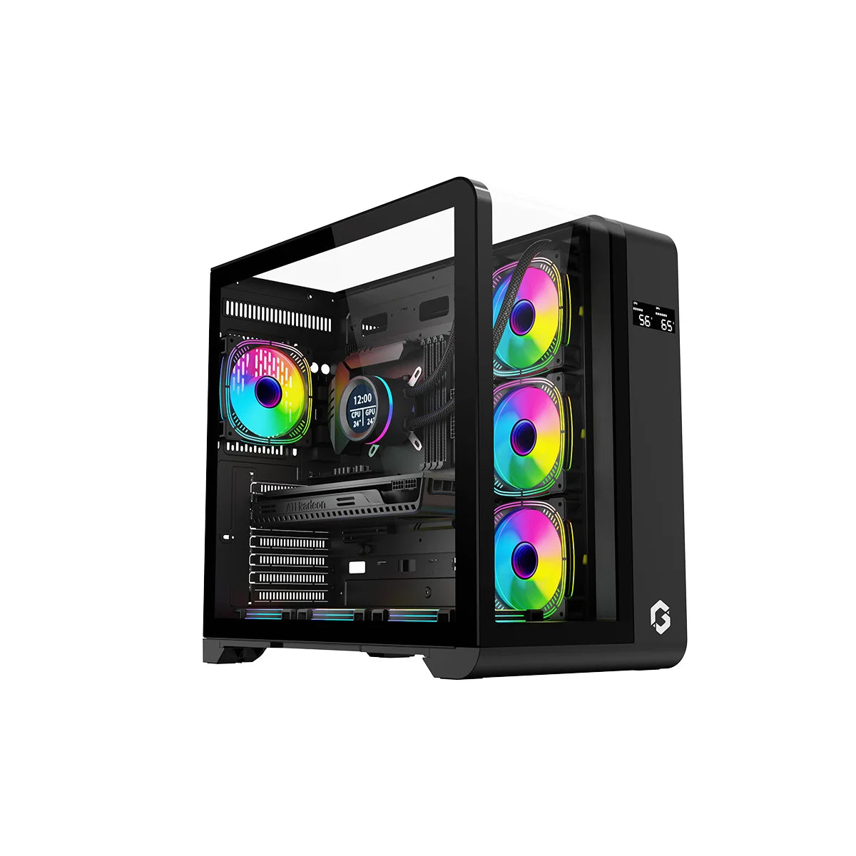 Gameon infinity midnight series argb mid tower gaming case - black