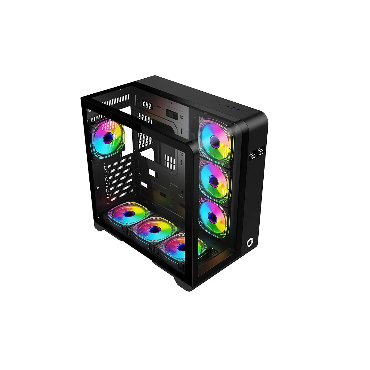 Gameon infinity midnight series argb mid tower gaming case - black