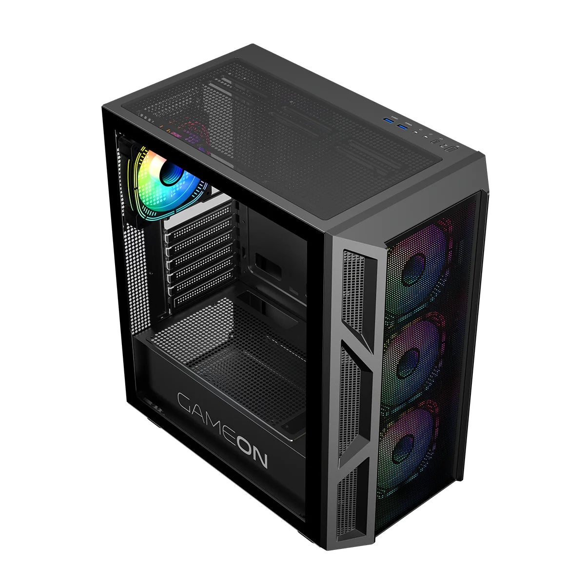 Gameon trident iv series mid tower gaming case - black