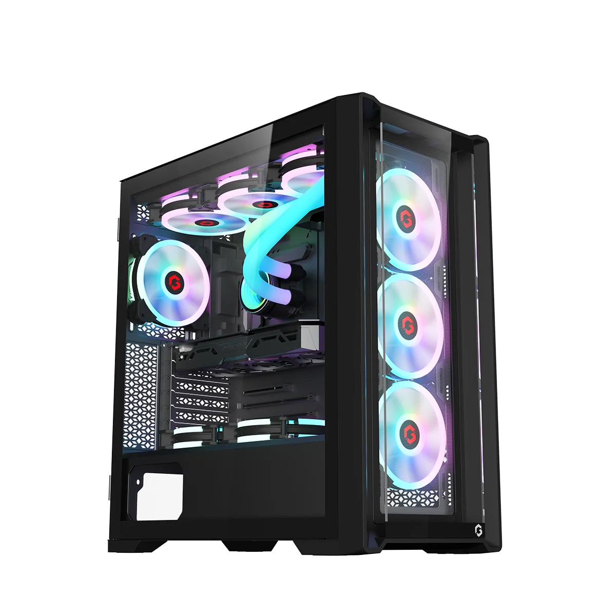 Gameon vortex arctic series mid tower gaming case - black