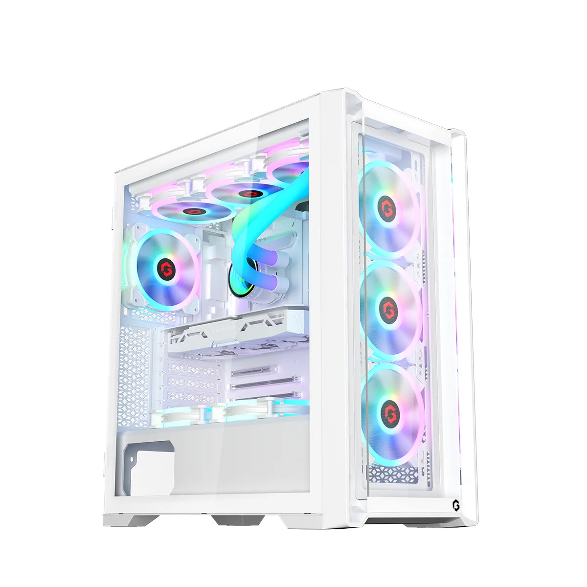 Gameon vortex arctic series mid tower gaming case - white