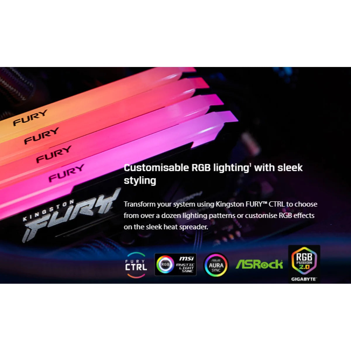 Kingston 16gb ddr4 ram fury hyperx beast 3200mt/s rgb memory
