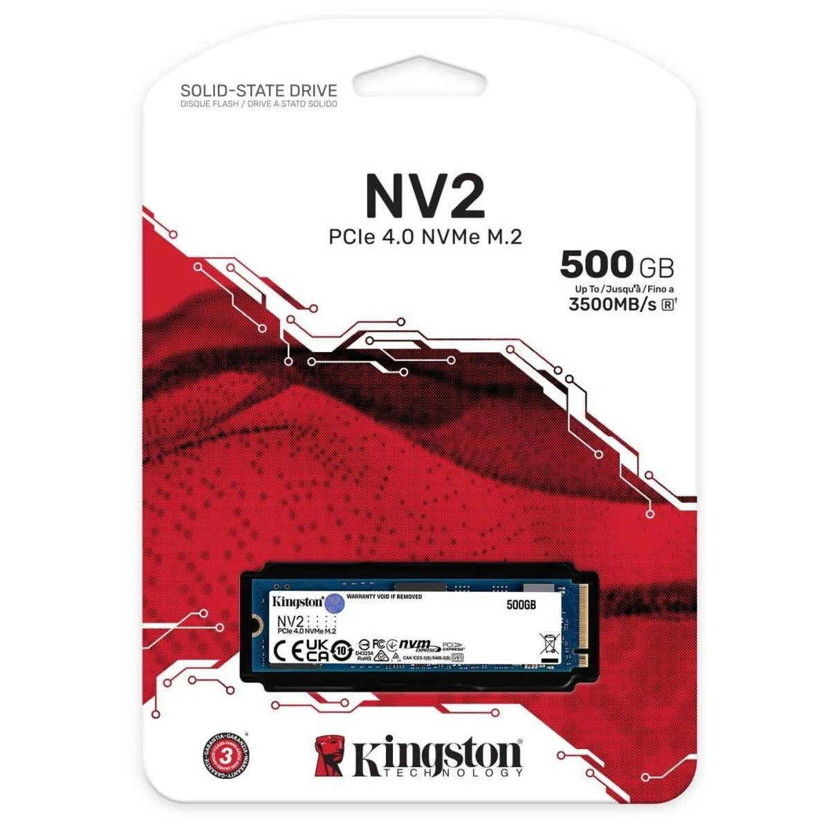 Kingston nv2 500gb m.2 2280 nvme pcie 4.0 internal ssd up to 3500 mb/s - pc hardware
