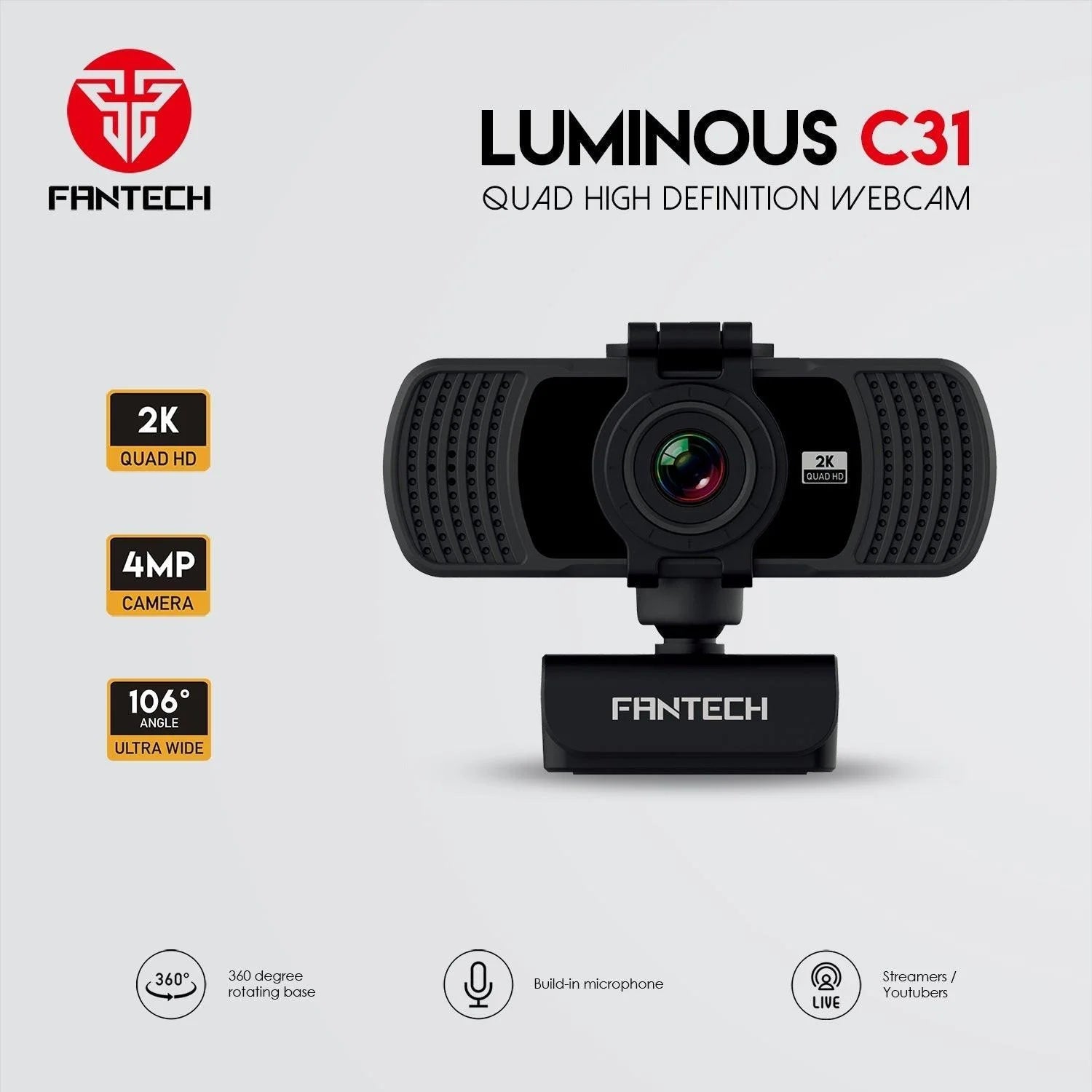 Fantech luminous c31 webcam for crystal clear 2k streaming - streaming